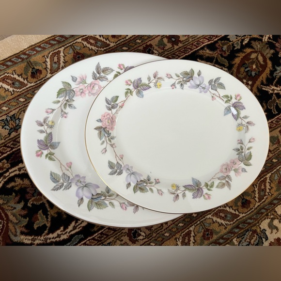 Set of 2 Royal Worcester June Garland Oval Serving Platters Bone China England - Picture 2 of 5